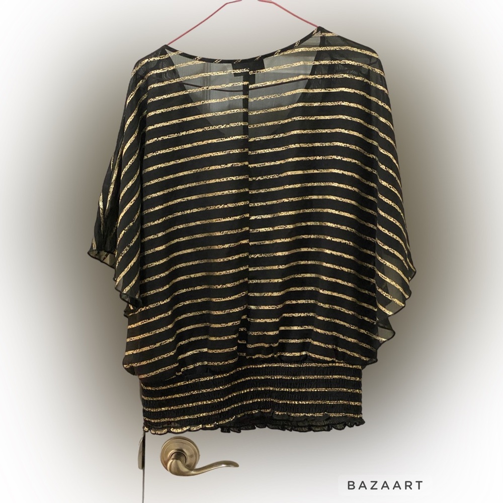 Black and gold blouse top